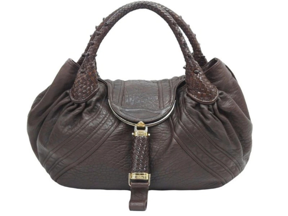 Fendi Spy Bag Handbag Tote Woven Zucca Zucchino